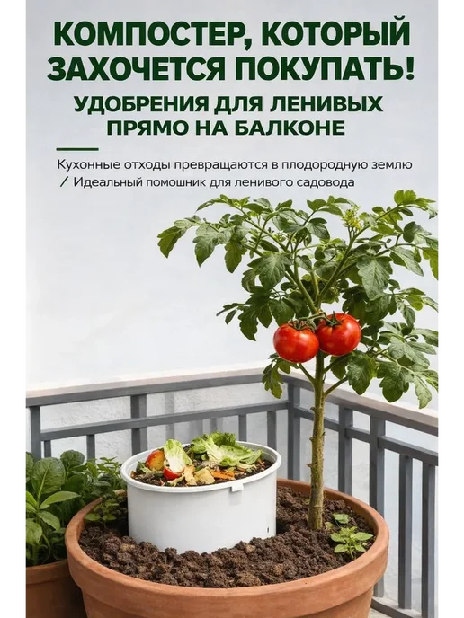 Компостер садовый круглый пластиковый усиленный, 3 x 1.7 л, 1,7 л