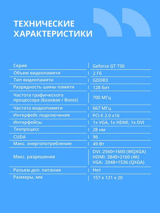 CBR Видеокарта GeForce GT 730 DDR3, 128bit, 700Mhz, HDMI, DV, серый, фото 2