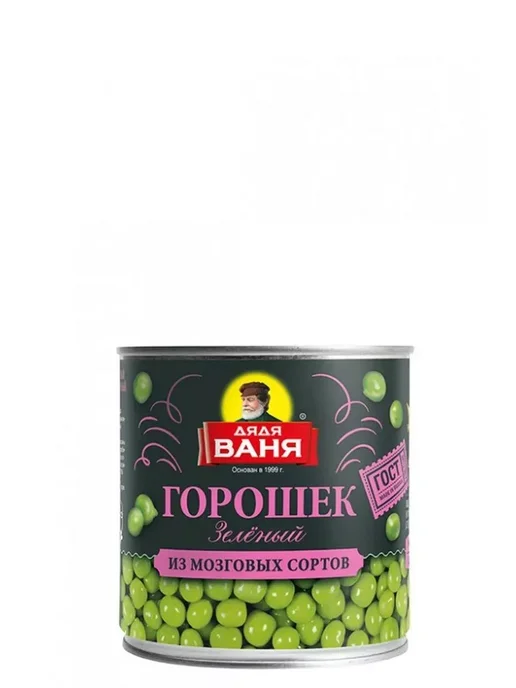 Дядя Ваня Горошек зеленый консервированный 4 шт по 400 г, 4 шт, 400 г, фото 2