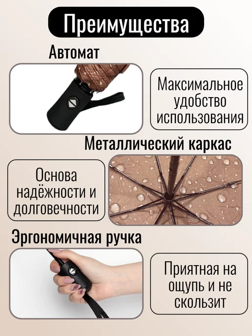 Зонт автомат антиветер складной, белый, фото 4