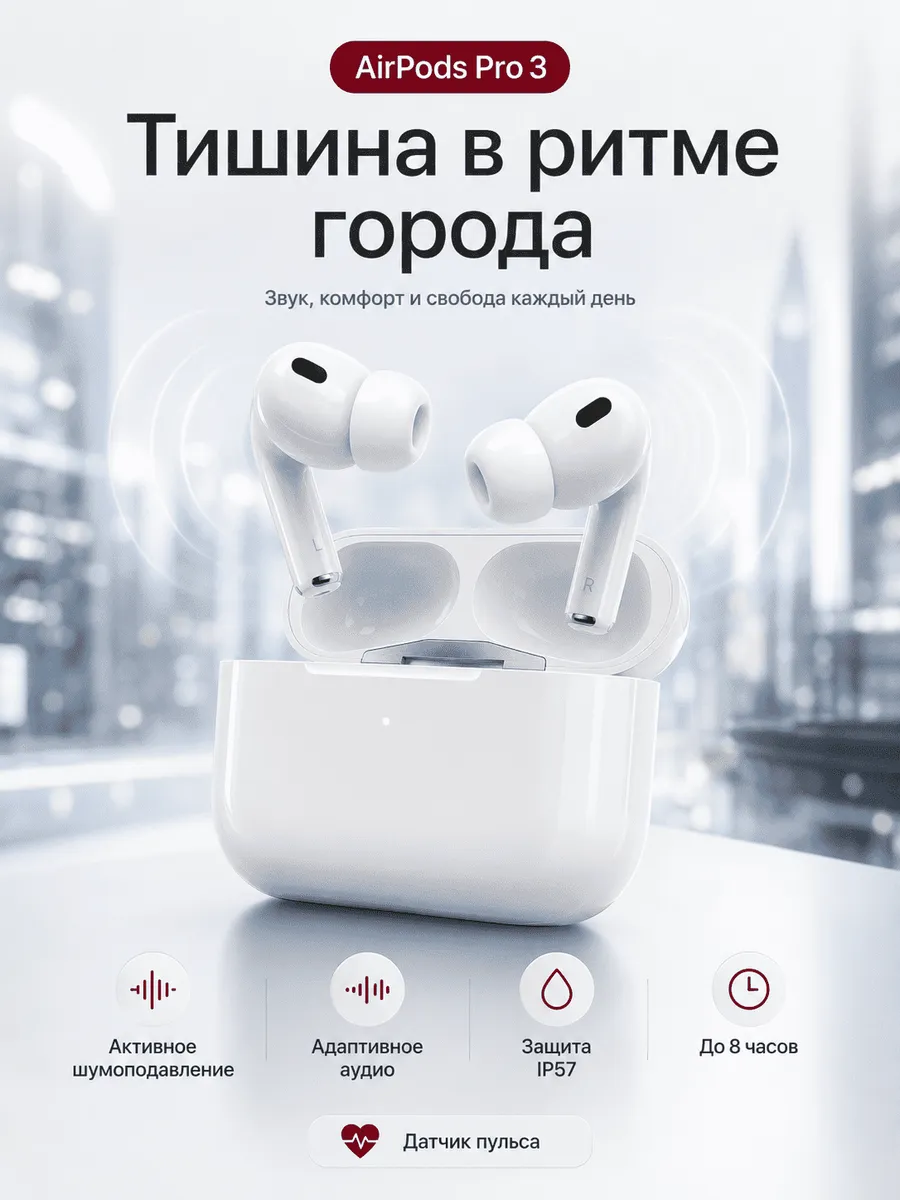AirPods Pro 3 беспроводные наушники ANC Apple 1458122240 купить за 26 702 ₽ в интернет‑магазине Wildberries