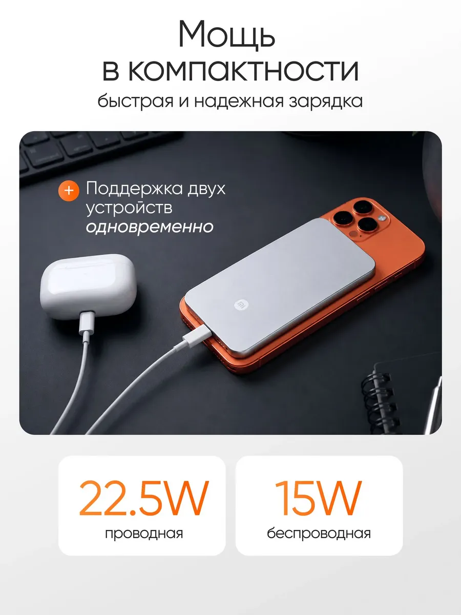 Внешний аккумулятор Повербанк Power bank Xiaomi 5000 мАч — фото 4