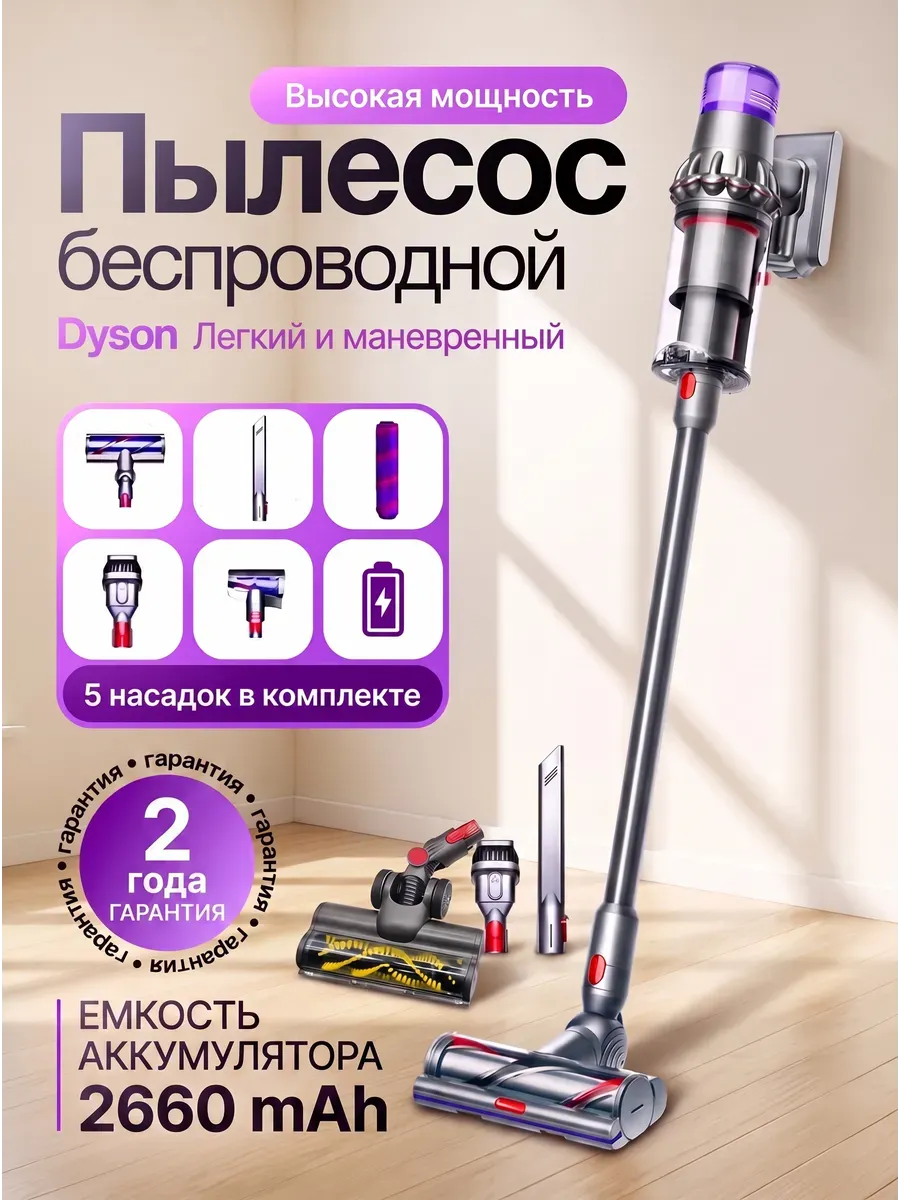 Вертикальный пылесос dyson V15 detect absolute 1296334661 купить за 89 040 ₽ в интернет‑магазине Wildberries