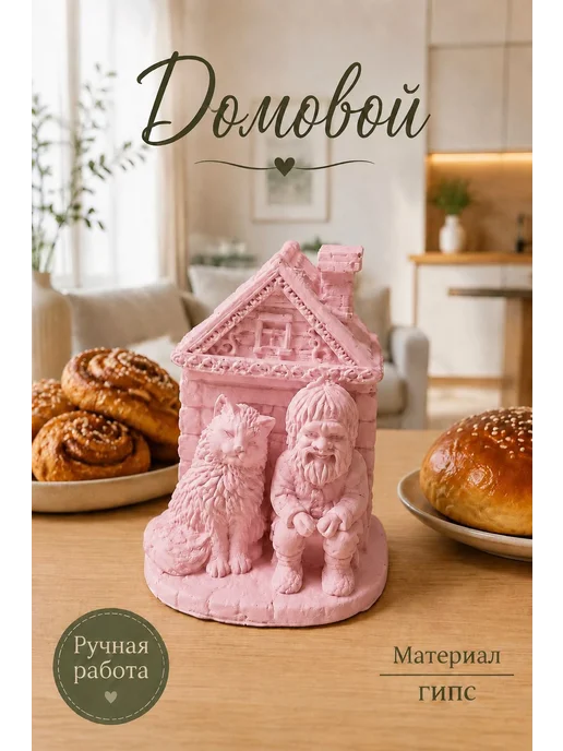 Оберег Домовой, розовый