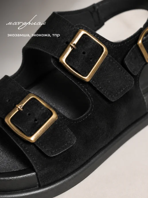 JewelryMeverly Босоножки сандалии биркенштоки летние на платформе, черный, фото 4