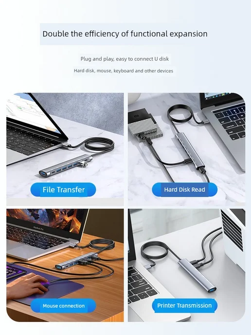 Нет бренда Док-станция USB3.0 на Type-C 8-в-1, 2×6, 2x6, фото 5
