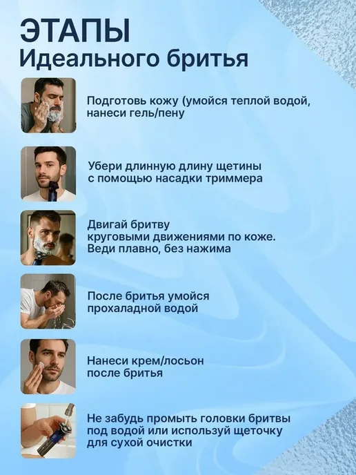 Электробритва 7в1 синий, серебристый, синий, фото 8