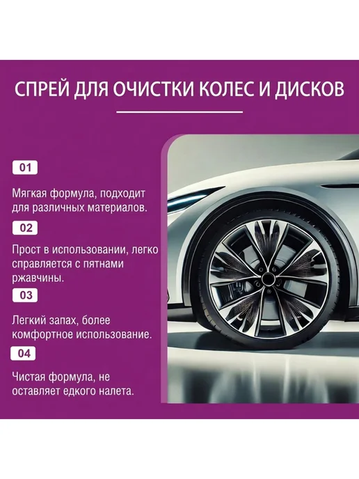 Homonth Очиститель дисков авто удаляет ржавы пятна скопившуюся грязь, 120 мл, фото 7