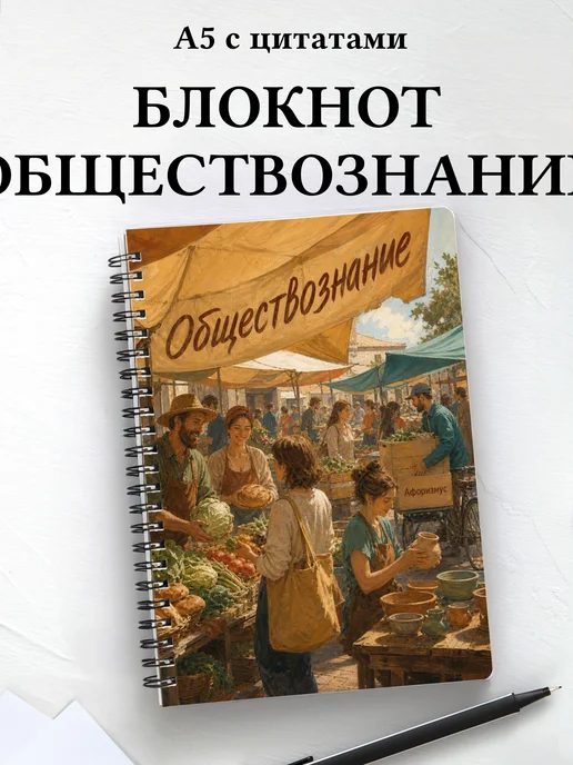 Блокнот Обществознание с мотивирующими цитатами