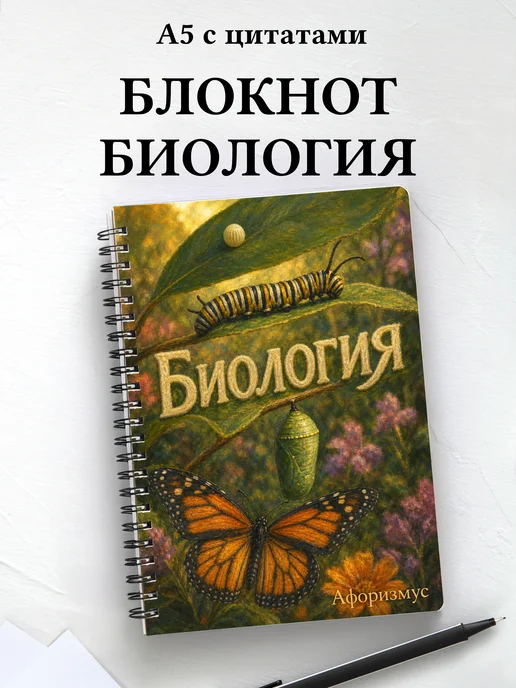 Блокнот Биология с мотивирующими цитатами