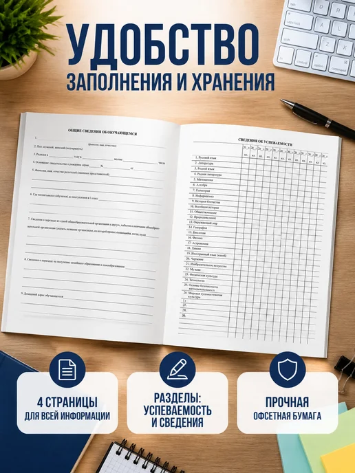 Учитель-Канц Личная карточка обучающегося бланк А4, 20 шт, фото 2