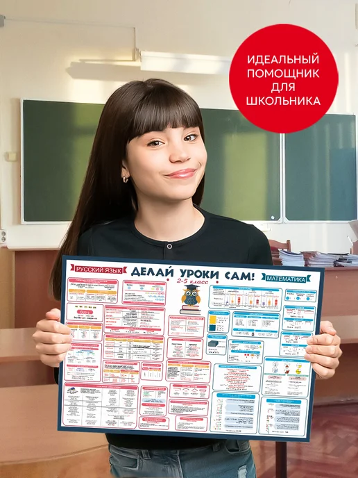 Pul Art плакат Плакат обучающий в школу Русский язык и Математика, вариант, фото 3