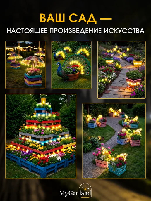 MyGarland Гирлянда уличная на солнечной батарее 22м, вариант, фото 3