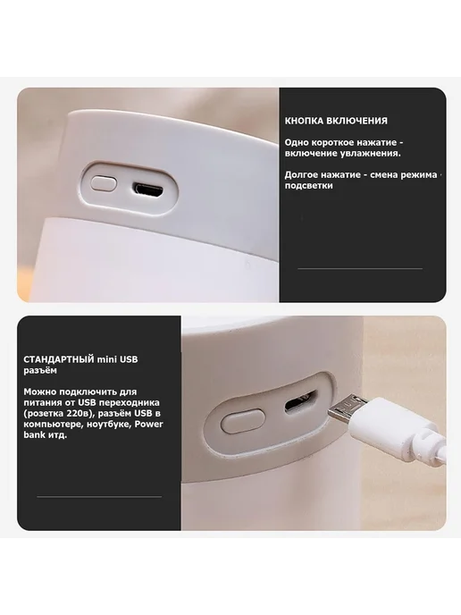 FixLike Увлажнитель воздуха настольный USB Colorful Humdifier, серый, фото 5