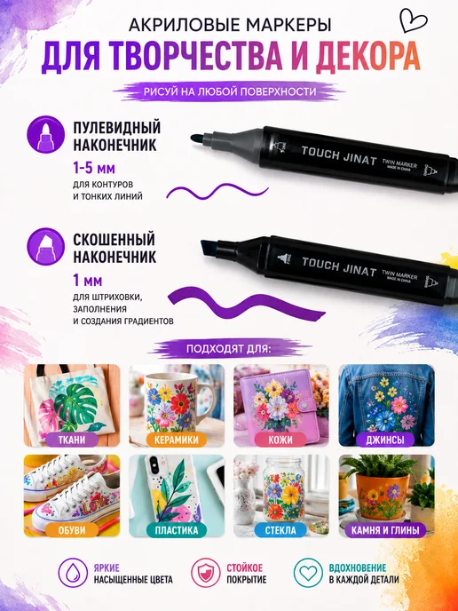 Акриловые маркеры двусторонние, 80 цветов, 80 цв., фото 4