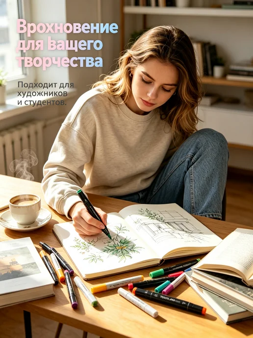 Акриловые маркеры двусторонние, 80 цветов, 80 цв., фото 6