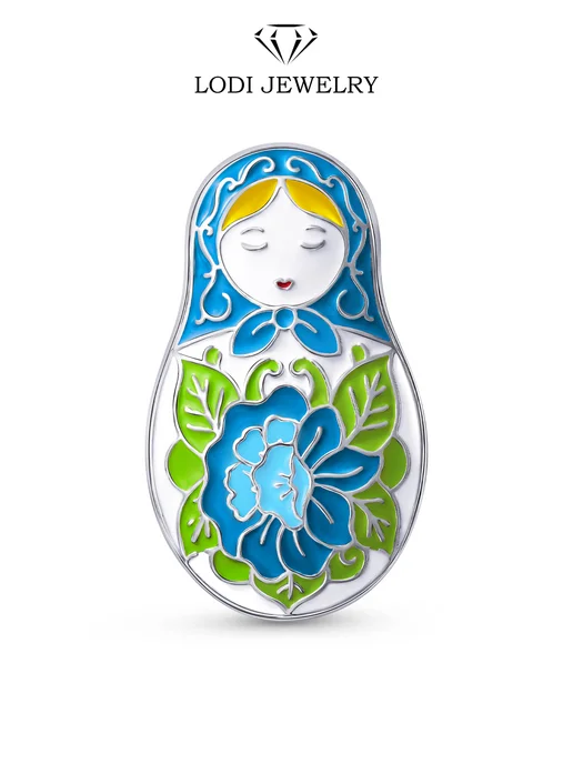LODI JEWELRY Брошь серебро 925 Матрёшка, серебристый, фото 3