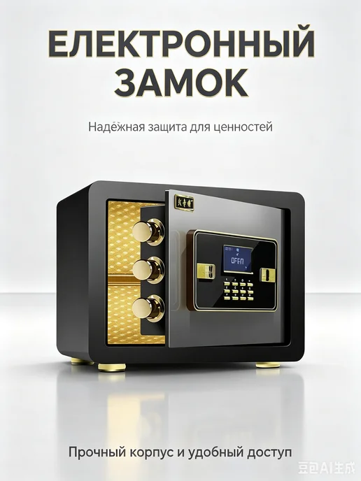 Огнестойкий электронный сейф для документов, черный