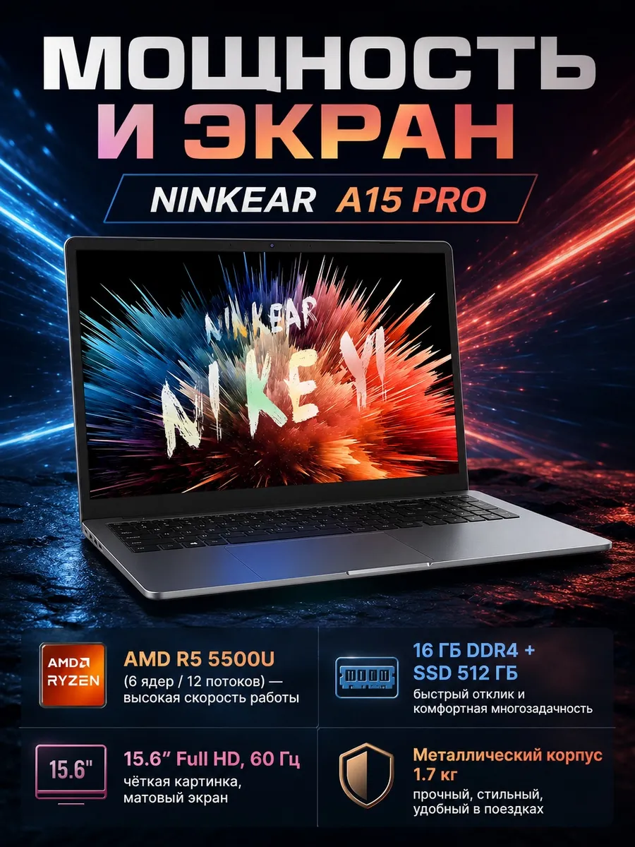 Ninkear Ноутбук A15 Pro FHD 1920х1080
