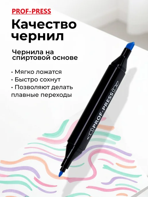 Prof-Press Маркеры для скетчинга набор, 24 цвета, двусторонние, 24 цв., фото 4