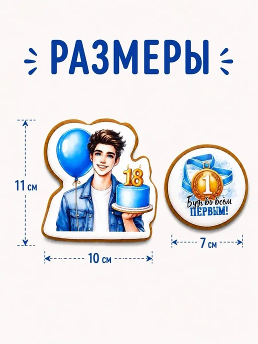 Имбирные пряники парню на 18 лет. Украшение на торт, 5 шт, фото 2