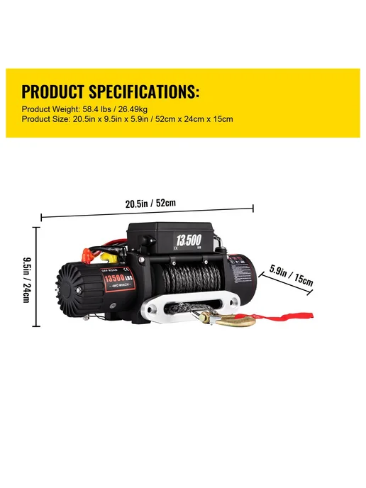 Электрическая лебедка Electric Winch 13500LBS 12 В 6123.5кг, 6123,5 кг, фото 2