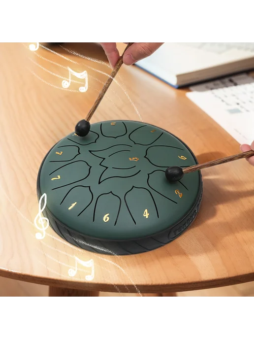 6 дюймов Steel Tongue Drums Handpan зелёный для музыки, зеленый, фото 3