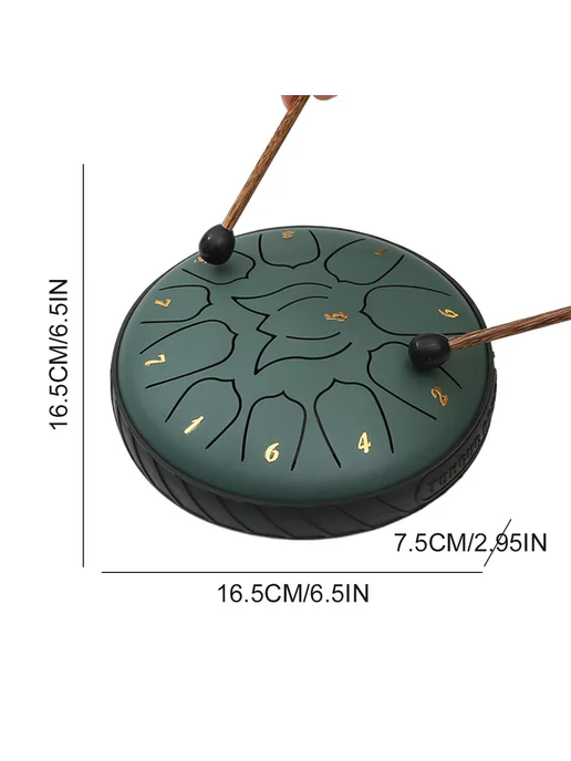 6 дюймов Steel Tongue Drums Handpan зелёный для музыки, зеленый, фото 6