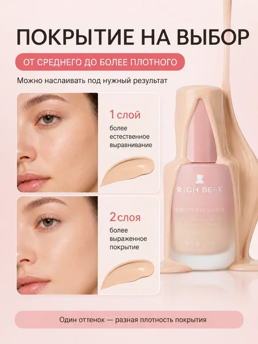 PrettyGirl Водостойкий тональный крем для лица 01 светло бежевый 30 мл, 30 мл, фото 5