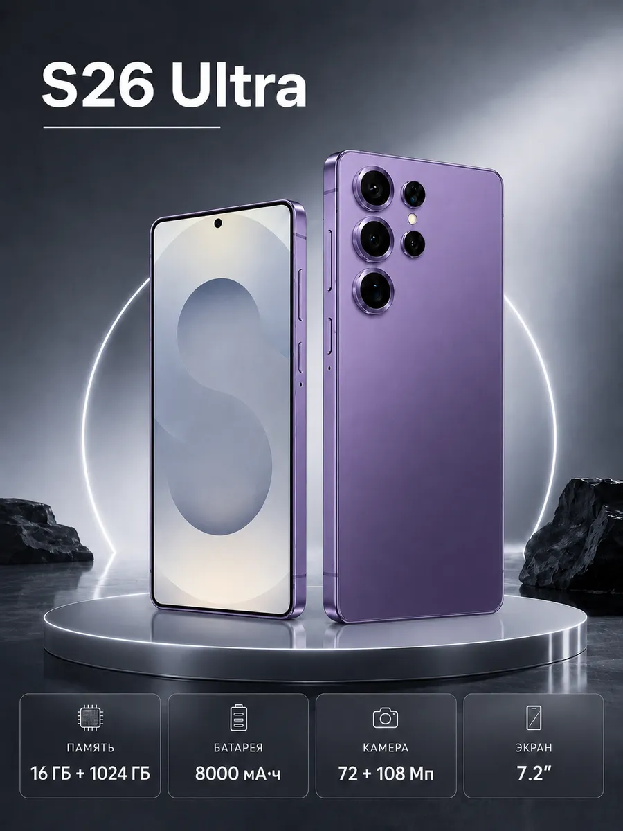 Смартфон Андроид Samsung S26 Ultra 16 ГБ+1024 ГБ 8000мАч TECNO 1300309543 купить за 7 828 ₽ в интернет‑магазине Wildberries