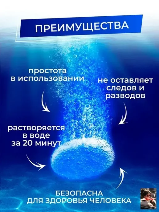 Таблетки стеклоомывателя до +1°C, 4 л, 20шт, 4 л, 20 шт, фото 2