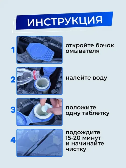 Таблетки стеклоомывателя до +1°C, 4 л, 20шт, 4 л, 20 шт, фото 4