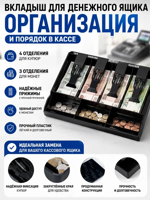 Вставной лоток для кассового аппарата, вариант