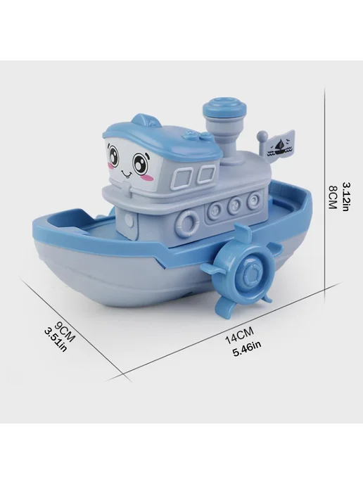 Игрушка для ванны детская, заводная лодочка, голубая, для, голубой, фото 3