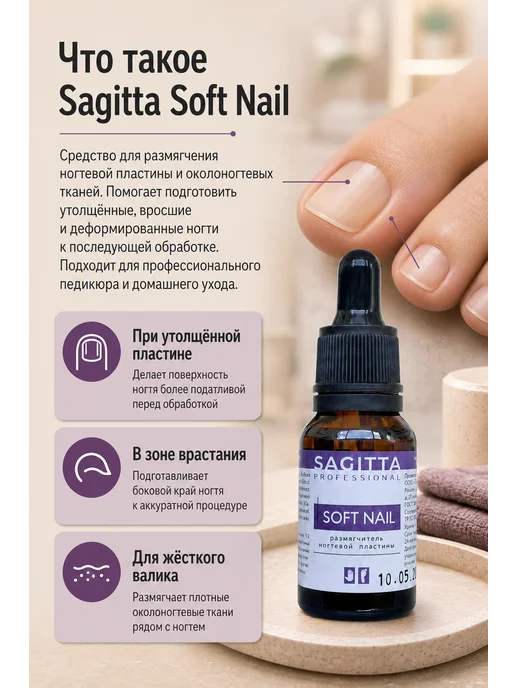 Sagitta Размягчитель ногтевой пластины для педикюра 15 мл, 15 мл, фото 3