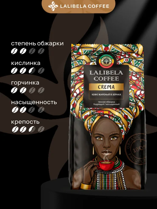 Lalibela coffee Кофе в зернах 200гр LALIBELA CREMA, робуста 100%, 200 г, фото 3