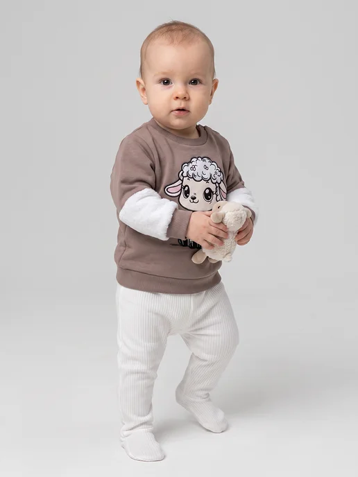 Kari baby Свитшот для маленькой девочки с начесом, коричневый, фото 6