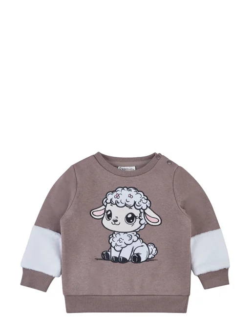 Kari baby Свитшот для маленькой девочки с начесом, коричневый, фото 7