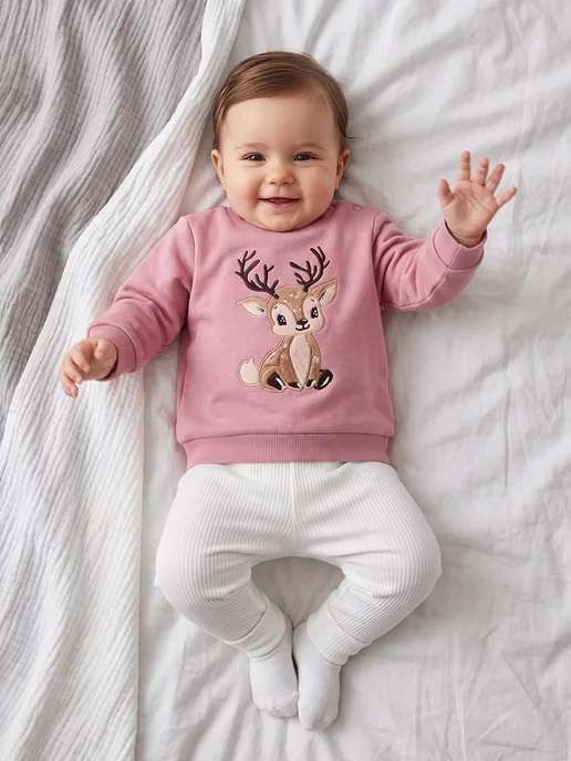 Kari baby Свитшот для маленькой девочки с начесом, розовый, фото 5