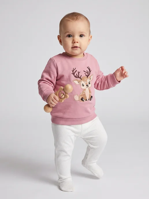 Kari baby Свитшот для маленькой девочки с начесом, розовый, фото 6