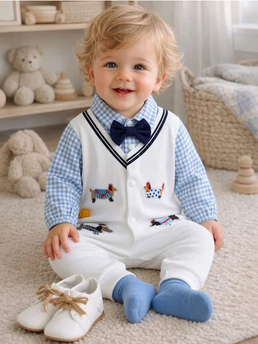 FMPDC baby Комбинезон для новорожденных утепленный, белый, фото 3