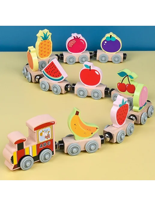 Деревянный магнитный поезд-цифры для детей 2-4 лет, вариант, фото 2