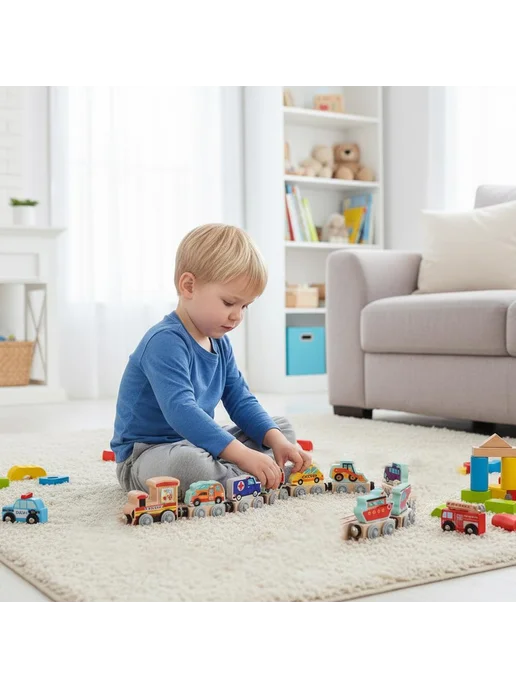 Деревянный магнитный поезд-цифры для детей 2-4 лет, вариант, фото 3
