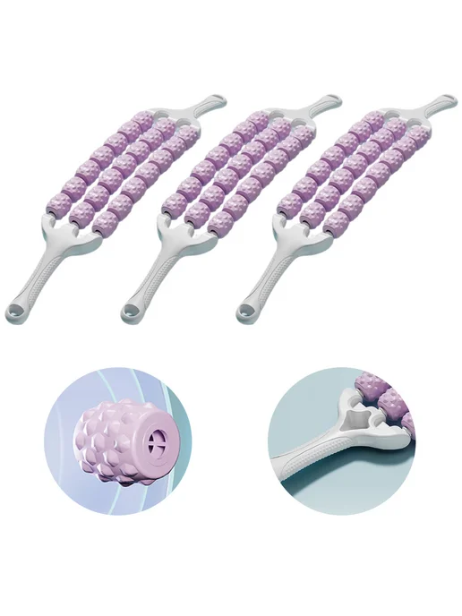 Ролик массажёр кривой для лимфодренажа Deep Tissue (фиолет), фиолетовый, фото 2