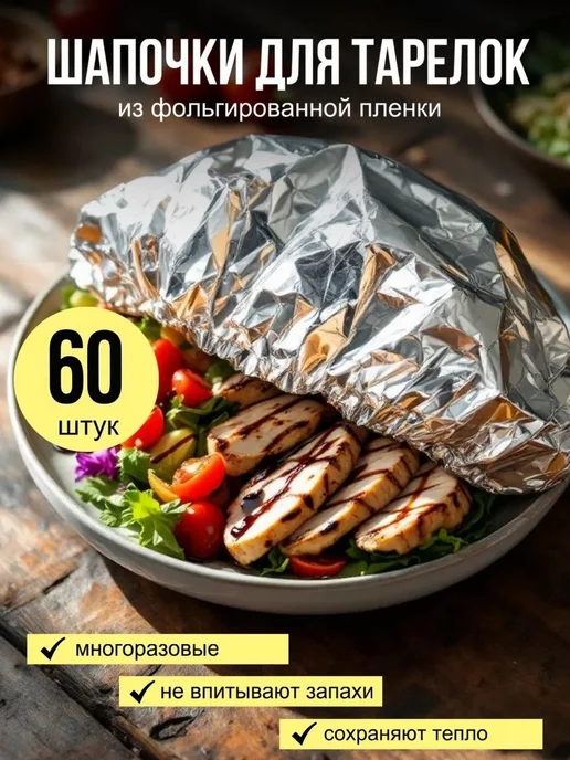 Крышки из фольги для сохранения тепла еды, вариант