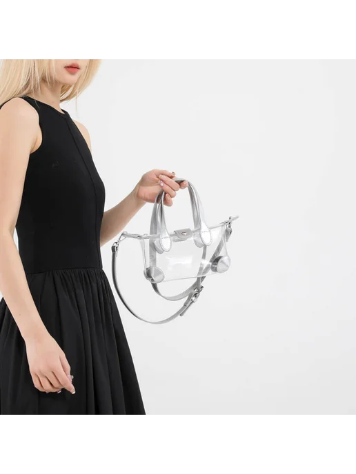 Прозрачная сумка из PVC для casual, серебро, crossbody, серебристый