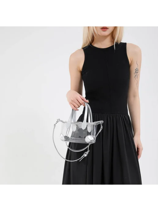 Прозрачная сумка из PVC для casual, серебро, crossbody, серебристый, фото 3