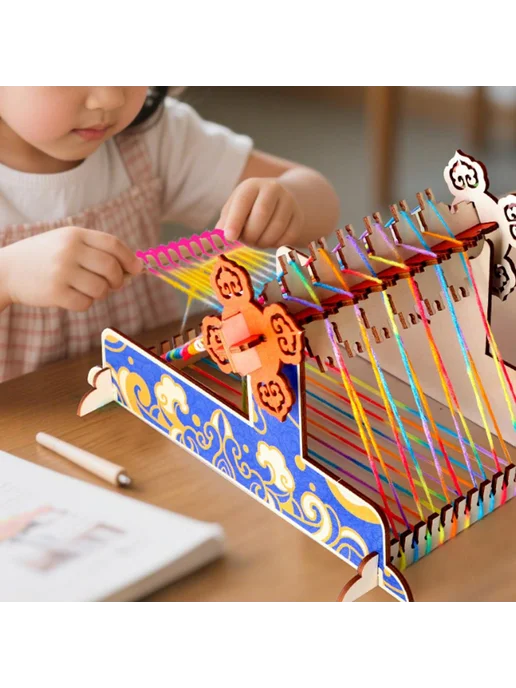 Ткацкий станок ручной детский, для творчества DIY, подарок, вариант, фото 6