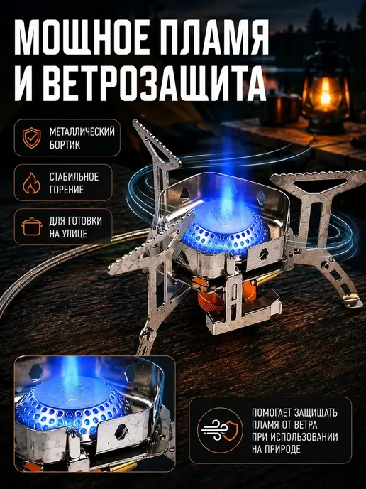 РыбалкаТуризм Газовая плита туристическая+футляр, красный, фото 3
