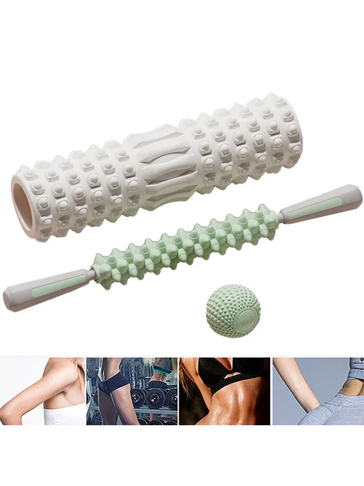 Тренировочный набор Foam Roller 3 шт, для спини, ног, шеи, 3 шт, фото 6